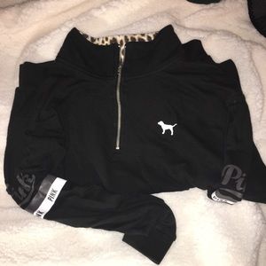 Black Pink Quarterzip Sweatshirt